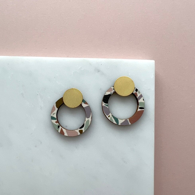 Terrazzo Ring Stud Earrings