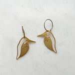 Gold Kingfisher Bird Hoop Earrings