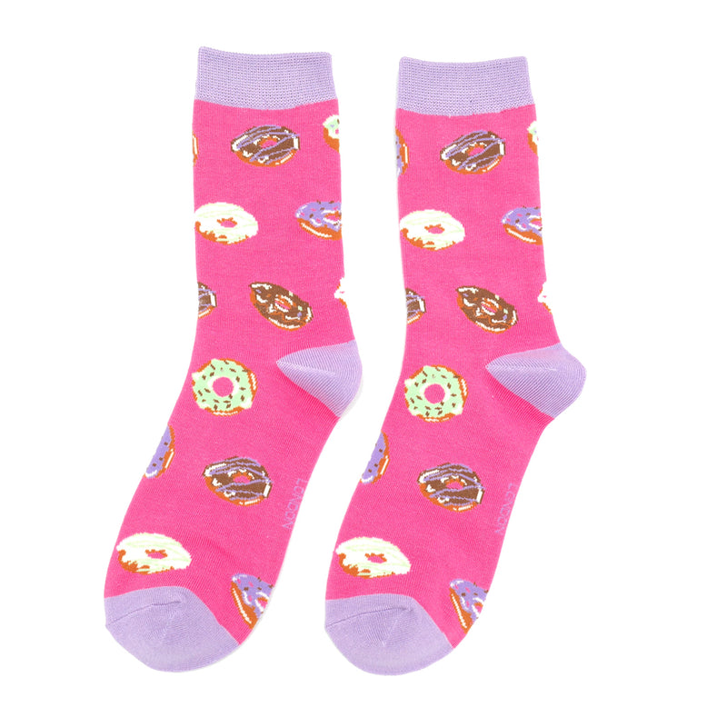 Bright Pink Donut Socks