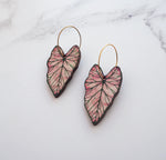 Pink Caladium Hoop Earrings