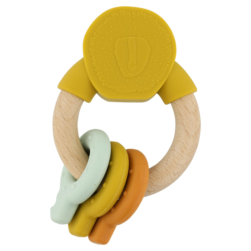 Wooden silicone activity ring - Mr Lion