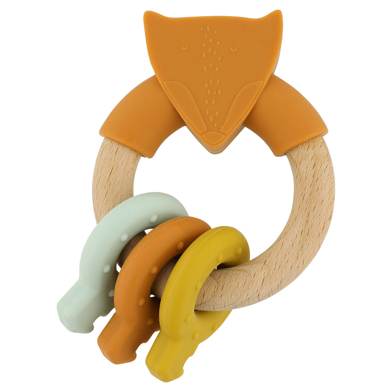 Wooden silicone activity ring - Mr Fox