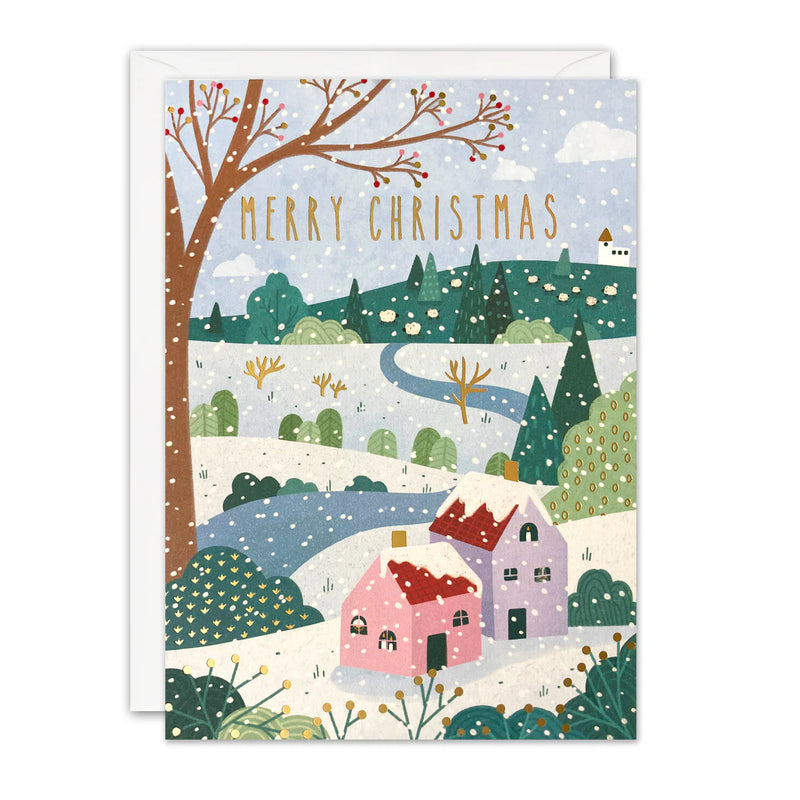 Houses Christmas Sunbeams Card