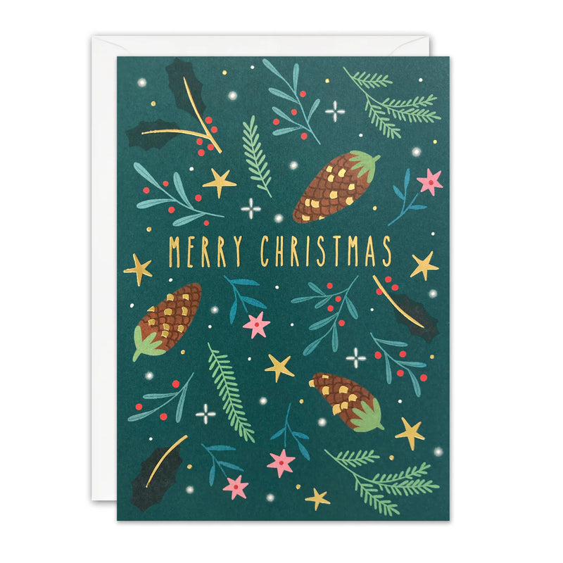 Pine Cones Christmas Sunbeams Card