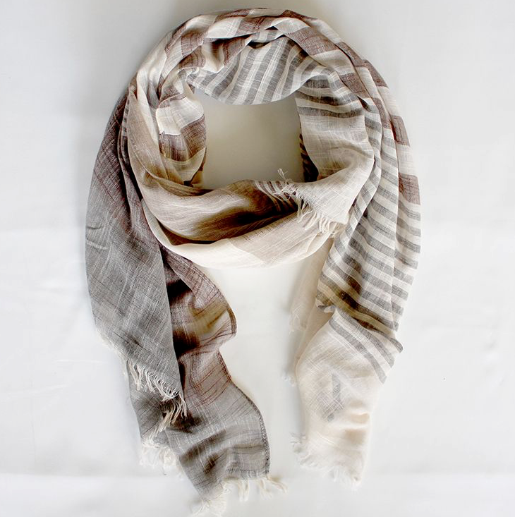 Coffee/Grey Stripe Scarf