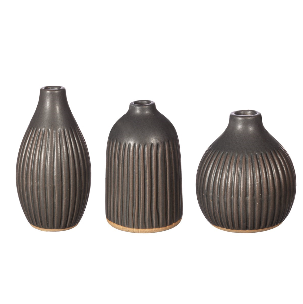 Black Grooved Bud Vases