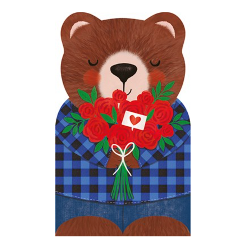 Bear & Flowers Valentines Card