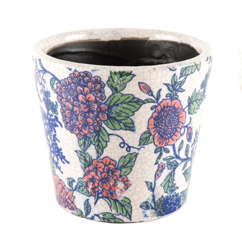 Vintage Cream Floral Pot