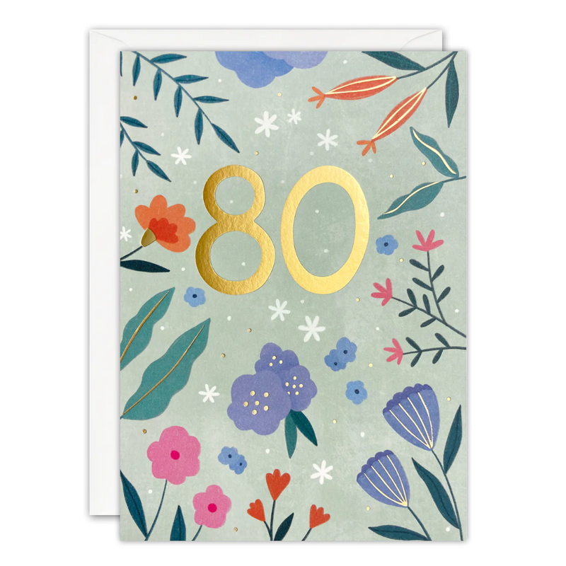 Age 80 Flowers Sunbeams Card