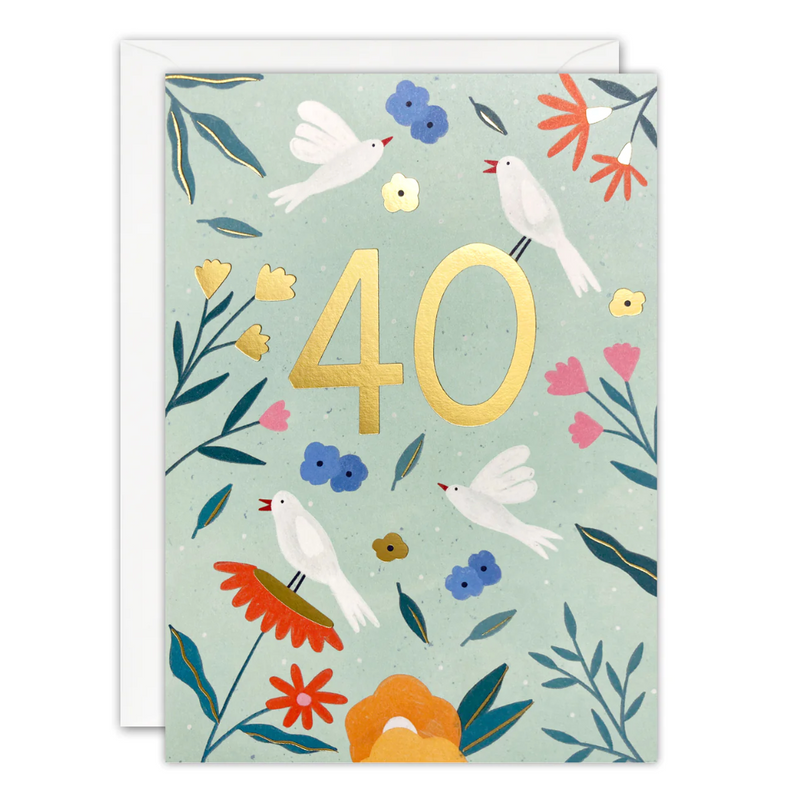 Age 40 Birds Sunbeams Card