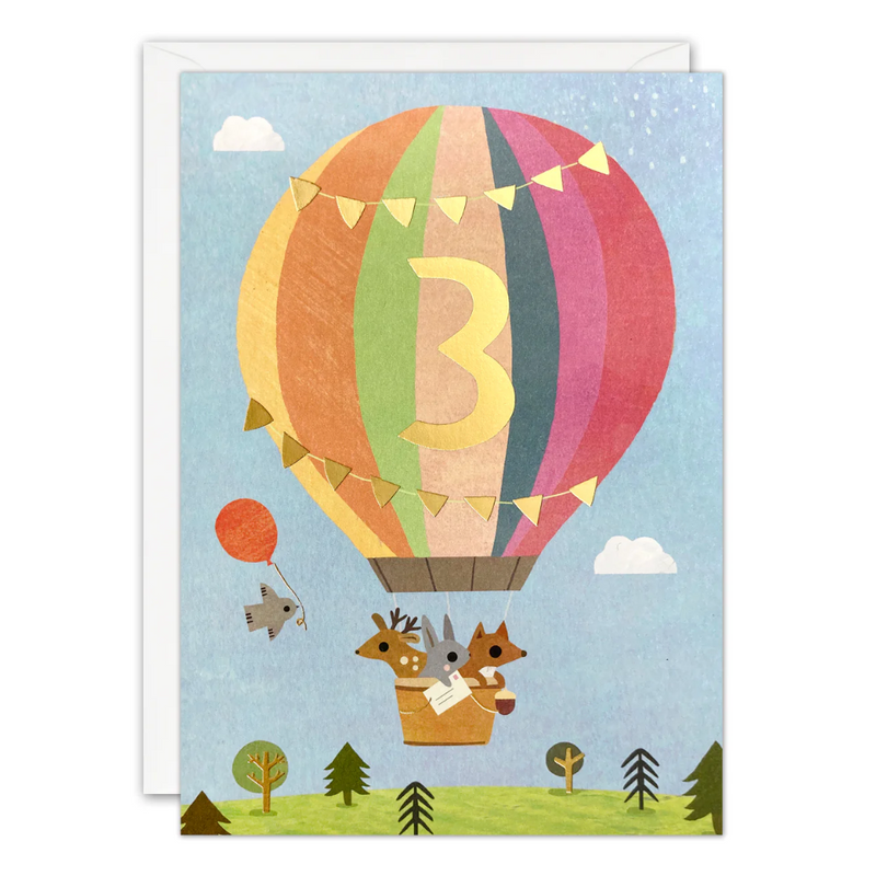 Age 3 Balloon Acorns Card