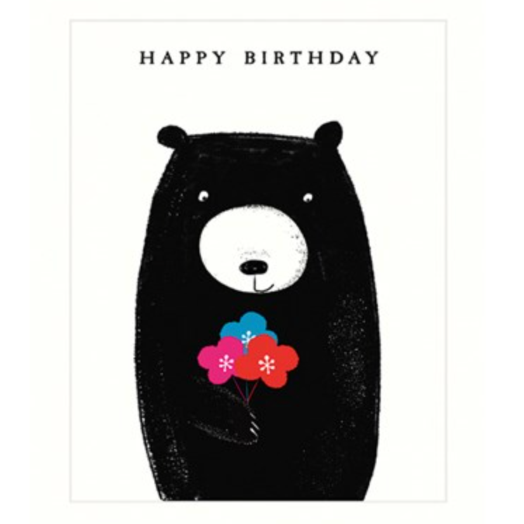 Bear & Flowers Birthday Card