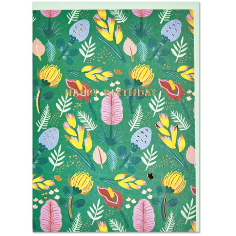 Happy Birthday -Tropical Flower Pattern Card