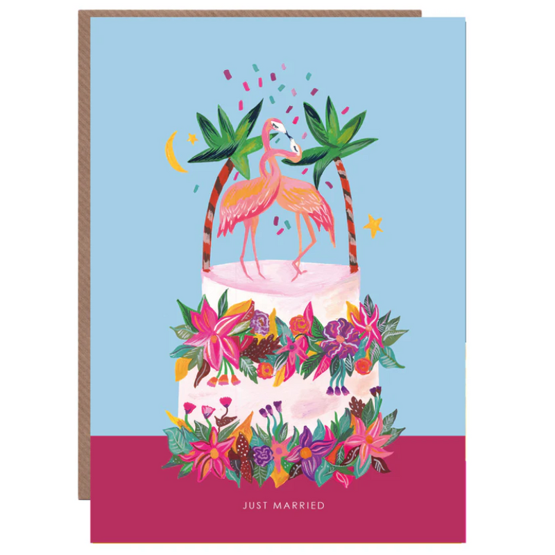 Flamingo Wedding Cake Card