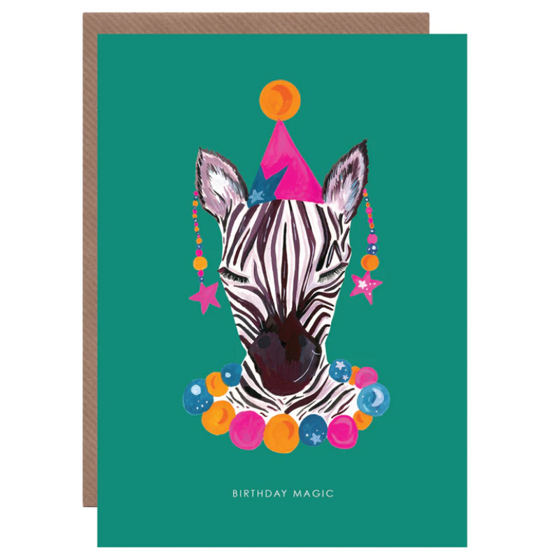 Magic Party Zebra Birthday Card