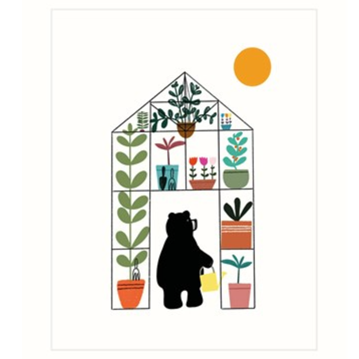 Bear In Green House Card