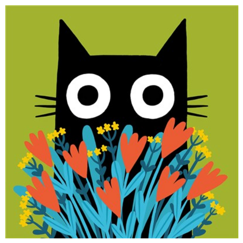 Cat & Flowers Card