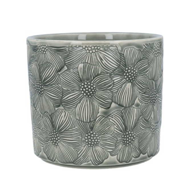 Grey Cosmos Stoneware Pot Cover