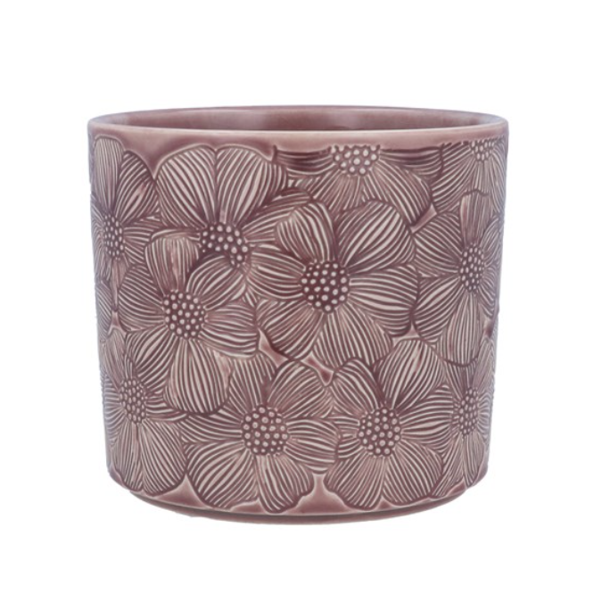Dusky Pink Cosmos Stoneware Pot Cover