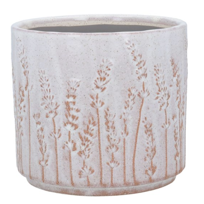 White Rustic Lavender Stoneware Pot Cover