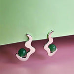 Aventurine Wave Drop Stud Earring