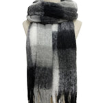 Black & White Print Wool Tassel Scarf