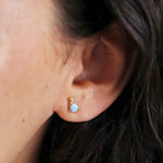 Blue Opal Dinosaur Stud Earrings in Gold