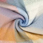Pink & Blue Print Wool Tassel Scarf