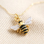 Tiny Gold Enamel Bumblebee Pendant Necklace