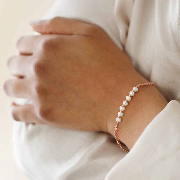 Freshwater Pearl Rose Gold Chain Bracelet