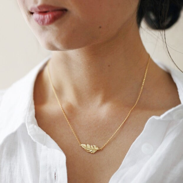 Gold Feather Necklace