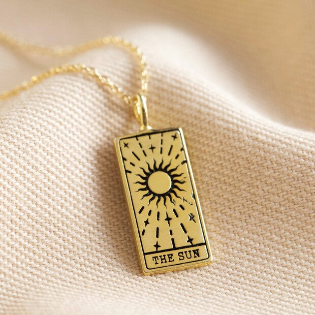 Gold The Sun Tarot Card Pendant Necklace