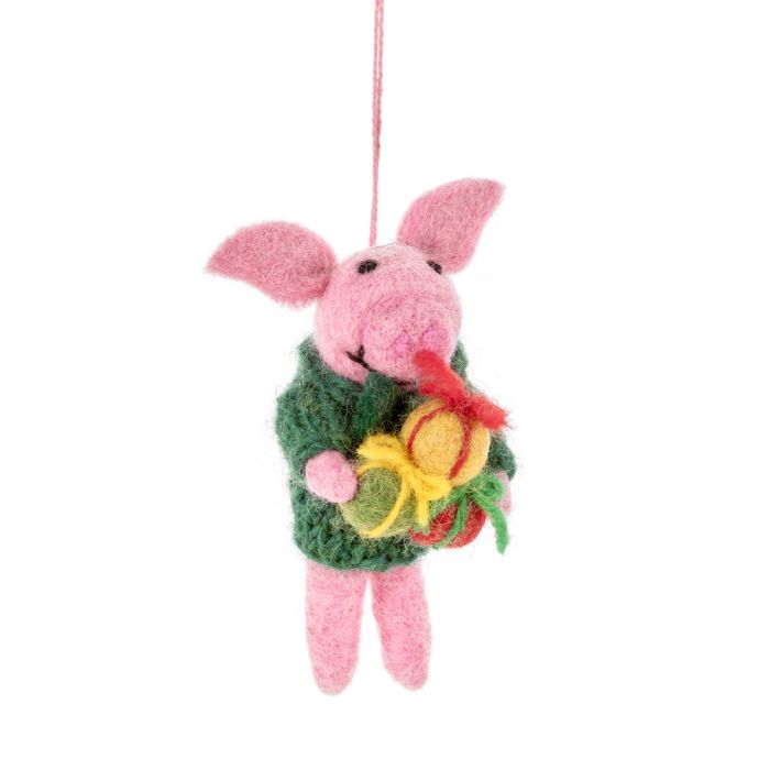 Poppy the Pig 
Handmade Felt Hanging Christmas Decoration