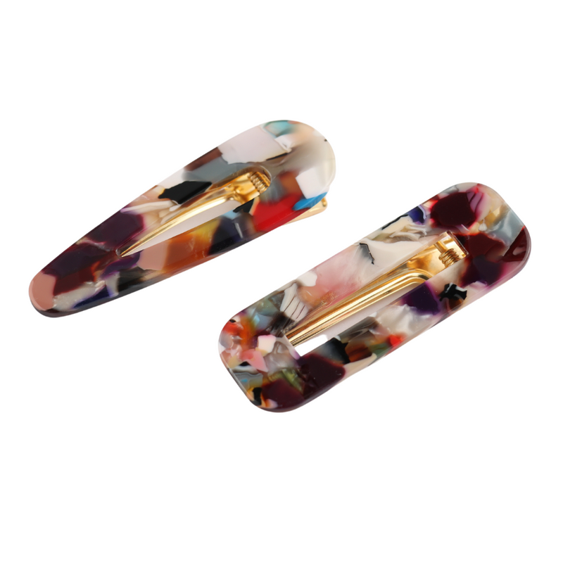 Hair Clips Twin Pack Dark Multi
