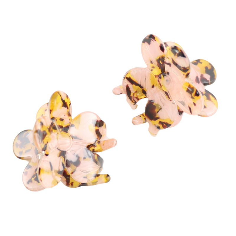 Flower Hair Claws Peach Pair