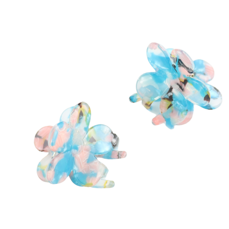 Flower Hair Claws Turquoise Pair