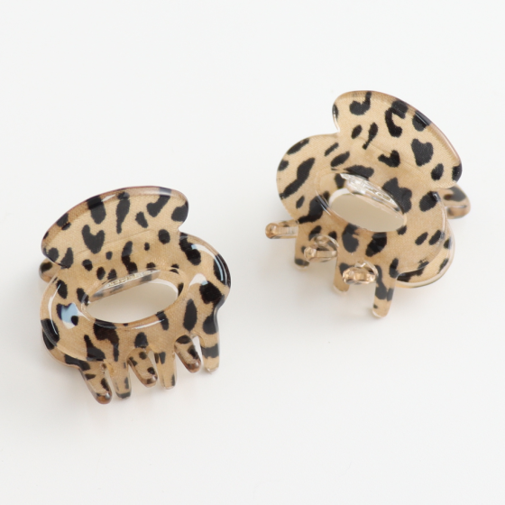 Hair Claws Twin Pack Cream Leopard