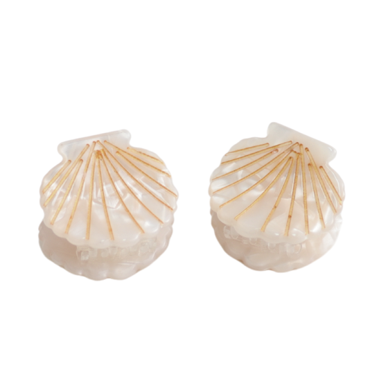 Mini Hair Claws Pair Shell White