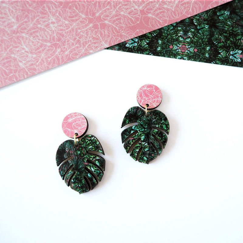 Monstera Drop Earrings