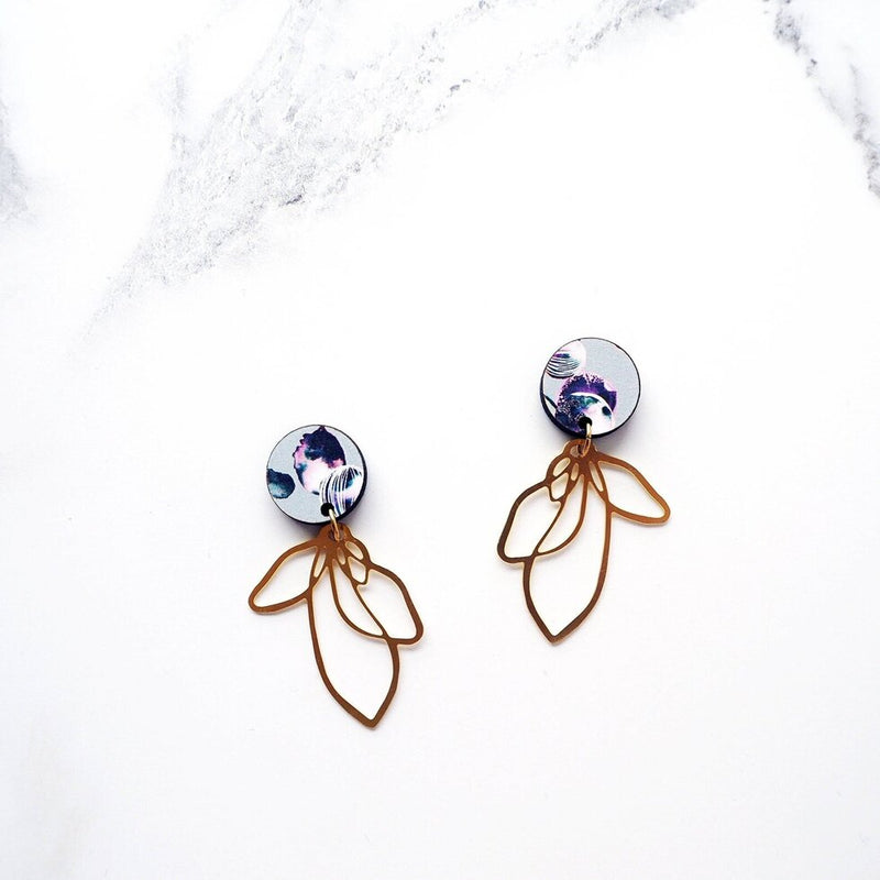 Gold Petal Drop Earrings