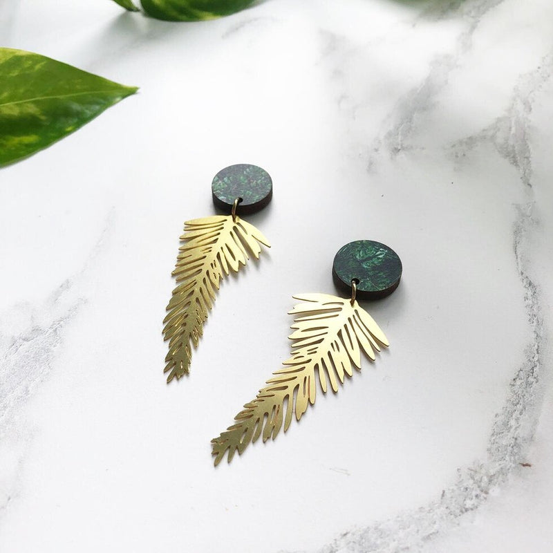 Gold Monstera Obliqua Studs