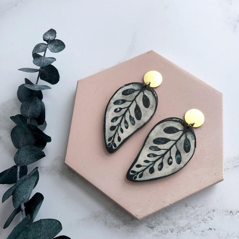 Calathea Makoyana Statement Drop Earrings