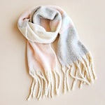 Light Pink and Grey Striped Winter Scarf