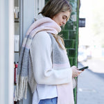 Light Pink and Grey Striped Winter Scarf