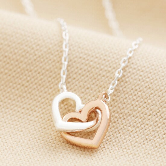 Linked Hearts Necklace Silver/Rose Gold