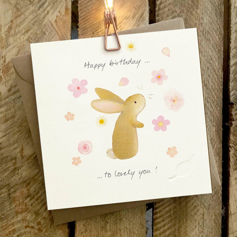 Birthday Lovely You Rabbit & Flowers