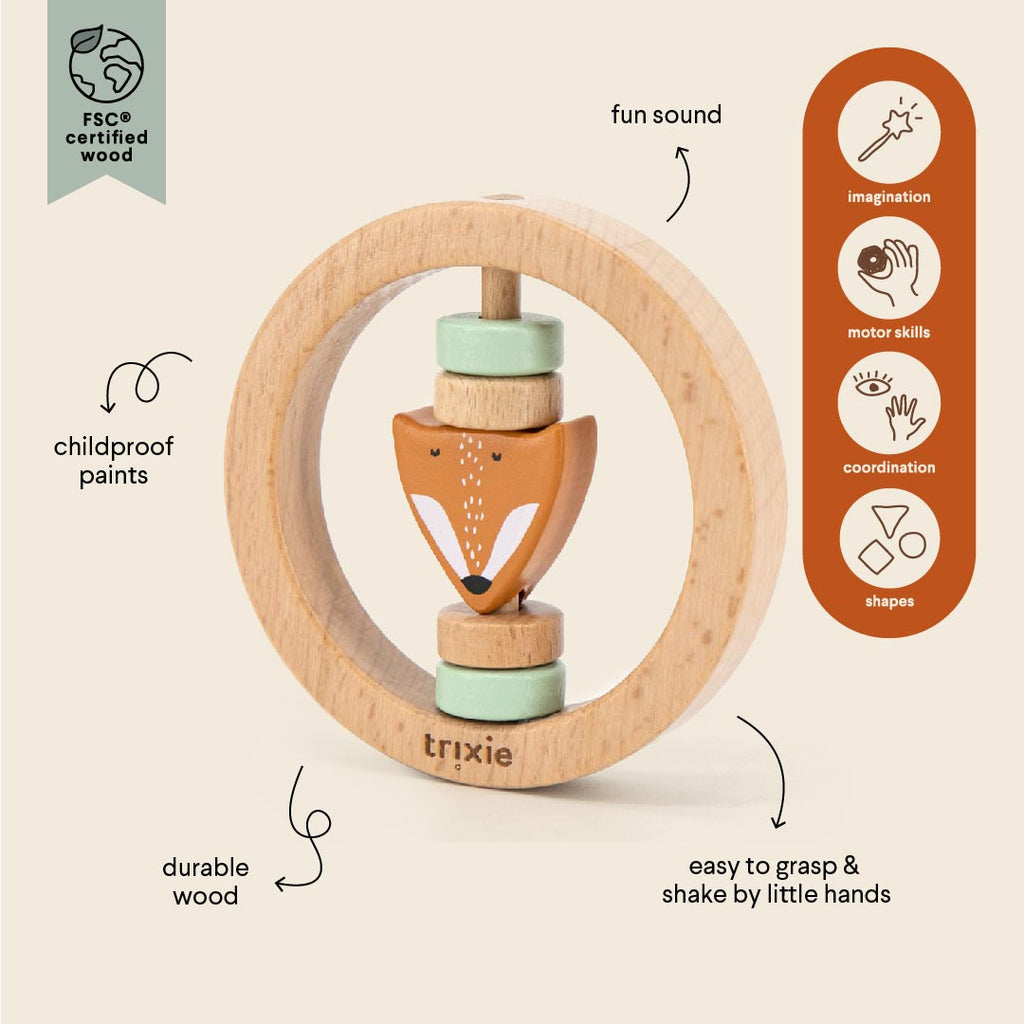 Wooden round rattle - Mr. Fox – Fig & Fox