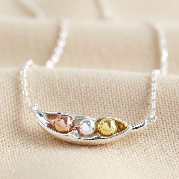 Silver Three Peas in a Pod Necklace