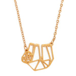 Sloth Geometric Necklace Rose Gold