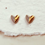 Grey and Gold Heart Stud Earrings